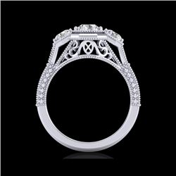 1.05 ctw VS/SI Diamond Solitaire Art Deco 3 Stone Ring 18K White Gold