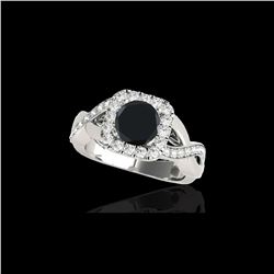 1.65 ctw Certified VS Black Diamond Solitaire Halo Ring 10K White Gold