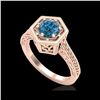Image 1 : 0.77 ctw Fancy Intense Blue Diamond Art Deco Ring 18K Rose Gold