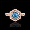 Image 2 : 0.77 ctw Fancy Intense Blue Diamond Art Deco Ring 18K Rose Gold