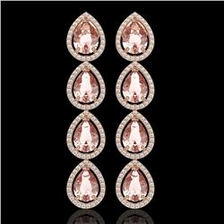 10.4 ctw Morganite & Diamond Micro Pave Halo Earrings 10K Rose Gold