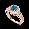 Image 1 : 1.53 ctw Fancy Intense Blue Diamond Art Deco Ring 18K Rose Gold