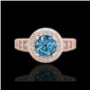 Image 2 : 1.53 ctw Fancy Intense Blue Diamond Art Deco Ring 18K Rose Gold