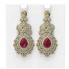 Image 1 : 13.62 ctw Ruby & Diamond Earrings 18K Yellow Gold