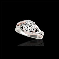 1.55 ctw Certified Diamond Bypass Solitaire Ring 10K White & Rose Gold