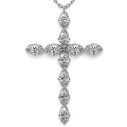 2 ctw Oval Diamond Designer Cross Necklace 18K White Gold
