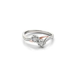 0.85 ctw Certified VS/SI Diamond 2 Stone Ring 18K White & Rose Gold