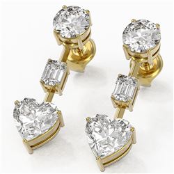 3.5 ctw Heart Diamond Designer Earrings 18K Yellow Gold