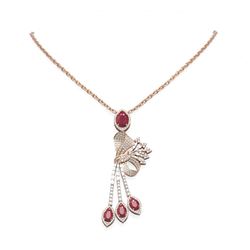 9.99 ctw Ruby & Diamond Necklace 18K Rose Gold