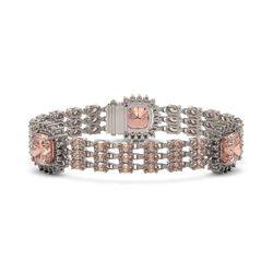 34.15 ctw Morganite & Diamond Bracelet 14K White Gold
