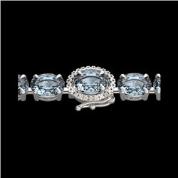 36 ctw Sky Blue Topaz & VS/SI Diamond Micro Bracelet 14K White Gold