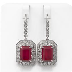 23.79 ctw Certified Ruby & Diamond Victorian Earrings 14K White Gold