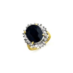 10.99 ctw Blue Sapphire & Diamond Ring 14K Yellow Gold