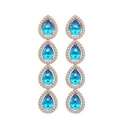 7.81 ctw Swiss Topaz & Diamond Micro Pave Halo Earrings 10K Rose Gold