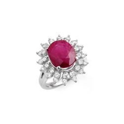 7.21 ctw Ruby & Diamond Ring 18K White Gold