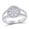 Image 1 : Sterling Silver Round Diamond Flower Cluster Ring 1/10 Cttw