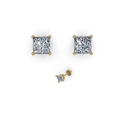 1.00 ctw Princess Cut VS/SI Diamond Designer Earrings 14K Yellow Gold