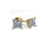 Image 2 : 1.00 ctw Princess Cut VS/SI Diamond Designer Earrings 14K Yellow Gold