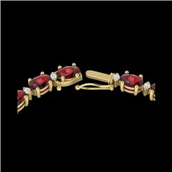 46.5 ctw Garnet & VS/SI Certified Diamond Eternity Necklace 10K Yellow Gold