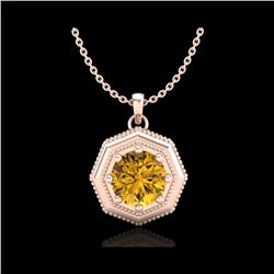0.75 ctw Intense Fancy Yellow Diamond Art Deco Necklace 18K Rose Gold