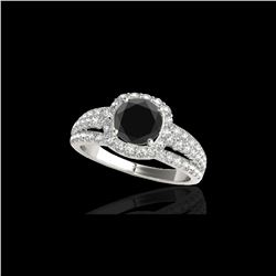 2 ctw Certified VS Black Diamond Solitaire Halo Ring 10K White Gold
