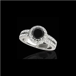 1.5 ctw Certified VS Black Diamond Solitaire Halo Ring 10K White Gold