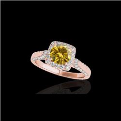 1.7 ctw Certified SI/I Fancy Intense Yellow Diamond Ring 10K Rose Gold