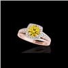 Image 1 : 2 ctw Certified SI/I Fancy Intense Yellow Diamond Halo Ring 10K Rose Gold