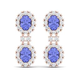 8.35 ctw Tanzanite & VS Diamond Earrings 18K Rose Gold