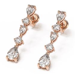 4 ctw Pear Diamond Designer Earrings 18K Rose Gold