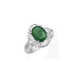 3.08 ctw Emerald & Diamond Ring 18K White Gold
