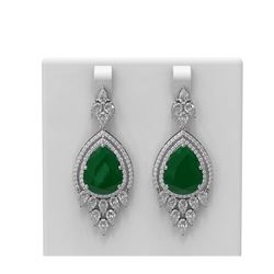 29.79 ctw Emerald & Diamond Earrings 18K White Gold