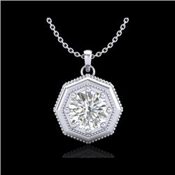 0.75 ctw VS/SI Diamond Solitaire Art Deco Stud Necklace 18K White Gold