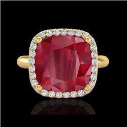 6 ctw Ruby & Micro Pave VS/SI Diamond Certified Ring 18K Yellow Gold