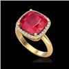 Image 2 : 6 ctw Ruby & Micro Pave VS/SI Diamond Certified Ring 18K Yellow Gold