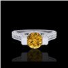 Image 2 : 2 ctw Intense Fancy Yellow Diamond Micro Pave Ring 18K White Gold
