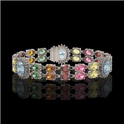 21.1 ctw Sapphire & Diamond Bracelet 14K White Gold