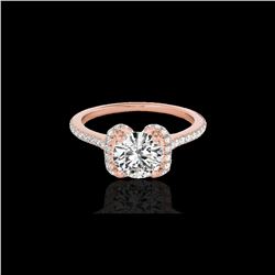 1.33 ctw Certified Diamond Solitaire Halo Ring 10K Rose Gold