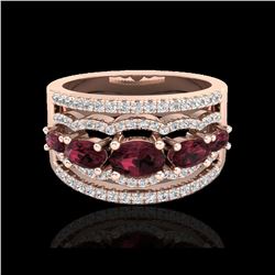 2.25 ctw Garnet & Micro Pave VS/SI Diamond Designer Ring 10K Rose Gold