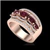 Image 2 : 2.25 ctw Garnet & Micro Pave VS/SI Diamond Designer Ring 10K Rose Gold