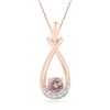Image 1 : 10kt Rose Gold Round Lab-Created Morganite Solitaire Diamond Teardrop Pendant 3/8 Cttw