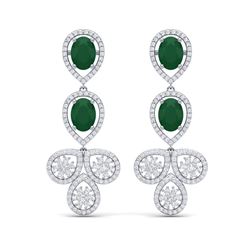 9.75 ctw Emerald & VS Diamond Earrings 18K White Gold