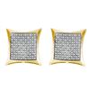 Image 1 : Yellow-tone Sterling Silver Round Diamond Square Kite Cluster Screwback Earrings 1/3 Cttw