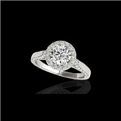 2.15 ctw Certified Diamond Solitaire Halo Ring 10K White Gold