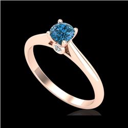 0.4 ctw Intense Blue Diamond Engagement Art Deco Ring 18K Rose Gold