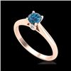 Image 1 : 0.4 ctw Intense Blue Diamond Engagement Art Deco Ring 18K Rose Gold