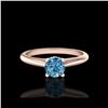 Image 2 : 0.4 ctw Intense Blue Diamond Engagement Art Deco Ring 18K Rose Gold