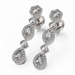 2.5 ctw Mix Cut Diamonds Designer Earrings 18K White Gold