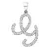 Image 1 : 10kt White Gold Round Diamond Cursive Letter G Pendant 1/5 Cttw