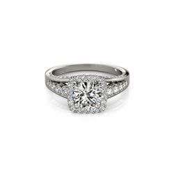 1.75 ctw Certified VS/SI Diamond Halo Ring 18K White Gold
